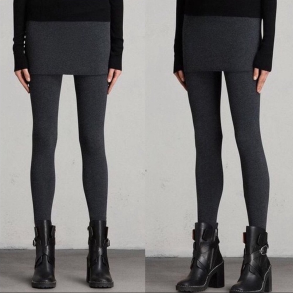 All Saints Raffi Black Skirted Leggings Size Large NWOT